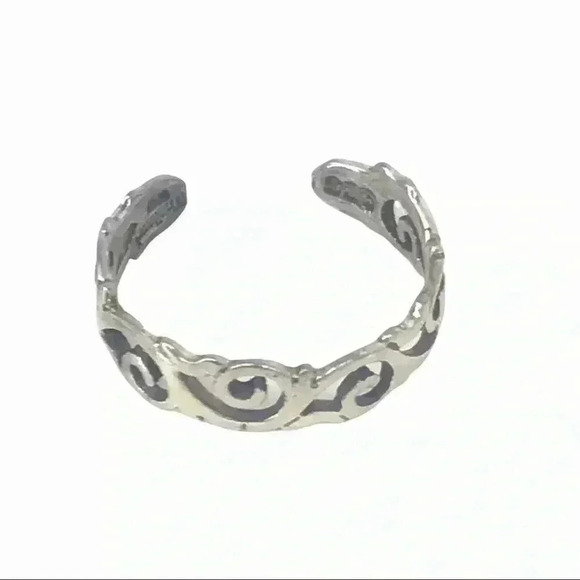 925 TOE RING XS STAMPED STERLING SILVER WAVES IN THE WIND ADJUSTABLE - Picture 1 of 13